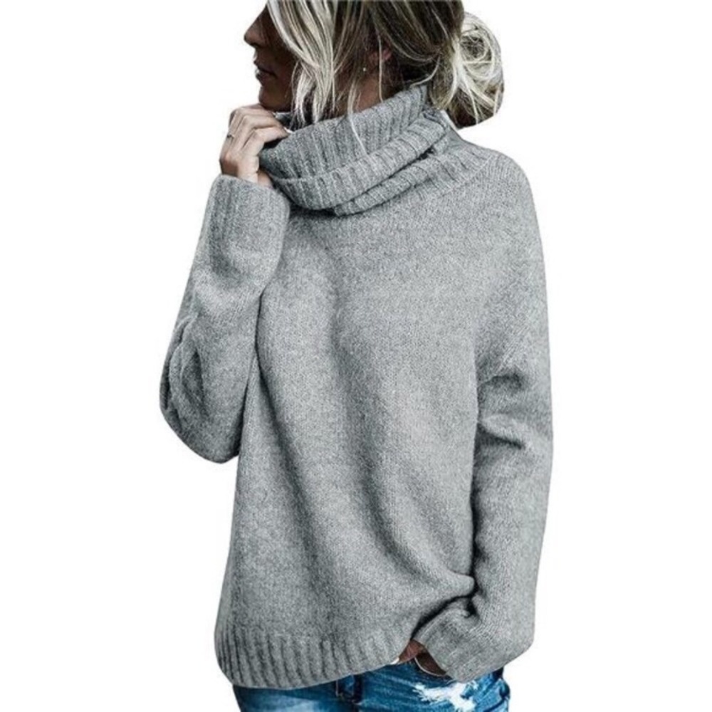 Oversized Turtleneck Pullover Sweater Knit Long Sleeve Jumper Tops For Women